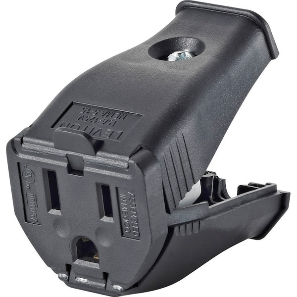 Leviton Commercial and Residential Thermoplastic Ground/Straight Blade Hinged Cord Outlet 5-15R 3W102-00E - main